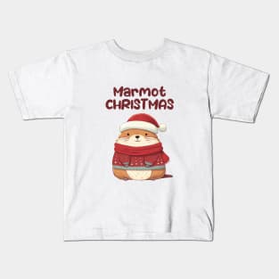 Marmot Christmas Funny Marmot Kids T-Shirt